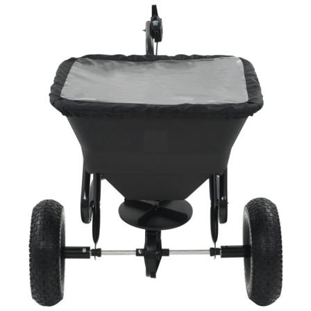 Vidaxl Saltspridare Manuell Pvc Och Stål 125x74x79 Cm 45 L Svart