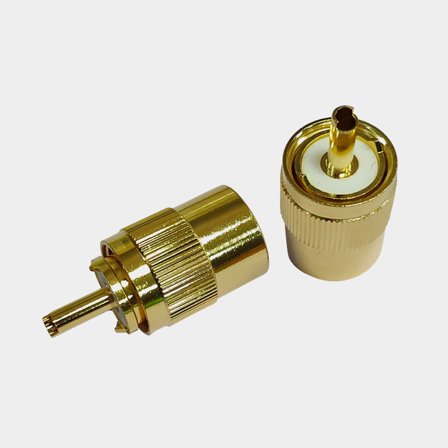 Conector VHF PL259 1852-Marine, para cable Ø6 mm, para soldadura, chapado en oro, paquete de 2
