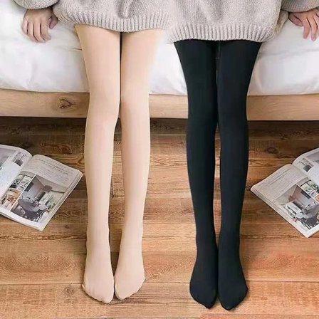 Dam Varma Vinter Leggings Tights Hög Midja Enfärgad Sammet Förtjockad Sammet Leggings Stretchiga Svarta Hudstrumpor