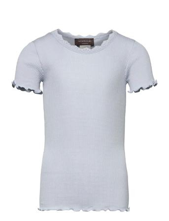 Silk T-Shirt W/ Lace Blue Rosemunde Kids