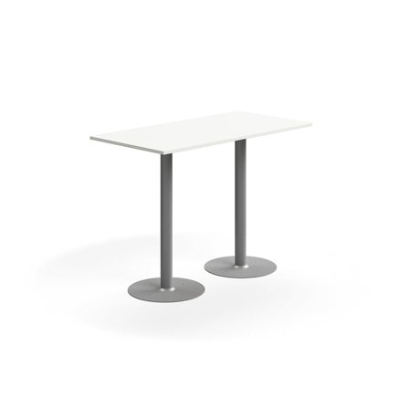 Bar table ALVA, 1400x700x1000 mm, floor fixed, high pressure laminate, silver/white