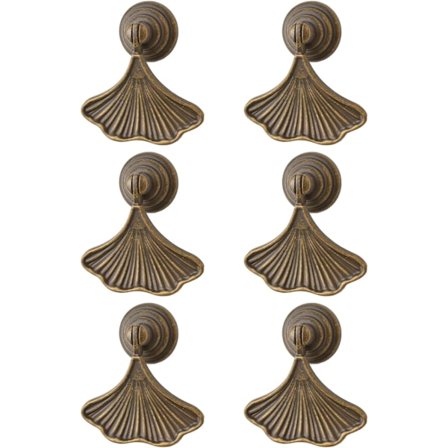 Ginkgo Bladform Knop Håndtag, 6 STK Dråbe Vedhæng Træk Håndtag, Hardware Skuffe Enkelt Hul Håndtag til Garderobe Skab Skabe