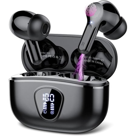 Trådlösa Hörlurar, Bluetooth 5.3 Hörlurar, Bluetooth Öronproppar med 40 Timmars Speltid, Stereo Bass In-Ear Trådlösa Hörlurar, LED-Display