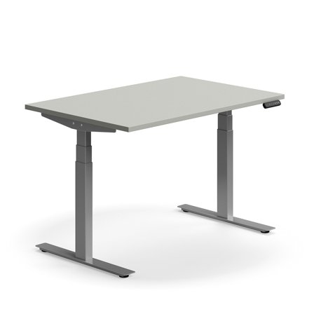 Schreibtisch QBUS höhenverstellbar, 1200x800 mm, Gestell silber, hellgrau