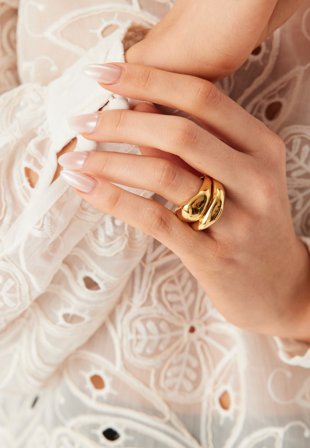 Pilgrim Dune Rings, 2-in-1 Set, Gold-p Gold Klær