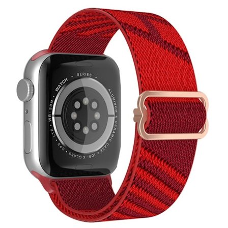 Apple Watch (41 mm) urrem i nylon med to farver - Mørkerød / Rød