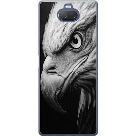 Sony Xperia 10 Plus Läpinäkyvä kuori Kotka lähikuvassa realistinen muotokuva voimakas katse lintu yksityiskohtainen mustavalkoinen laji luonto vil