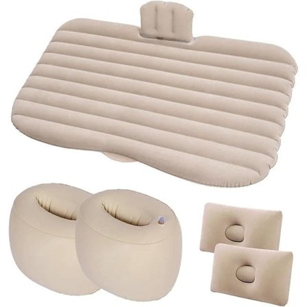 Oppustelig Bilseng til Bagsædet – Rejseseng med Pumpe & Puder | Tyk PVC-Madras