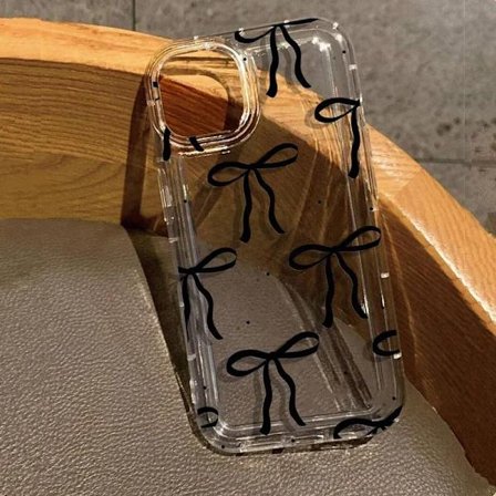 Rosa Hjerte & Sløjfe Gennemsigtigt Cover til iPhone - Blødt & Stødsikkert Design Til iPhone 11