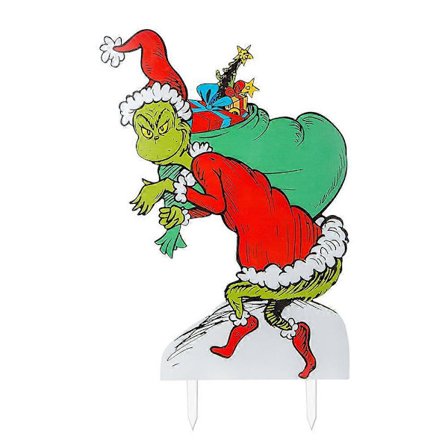 Jule-Nisse Grinch Kommer Flat LED Belysning Grønn Monster Jul Halloween Utendørs Hage Hage Dekorasjon