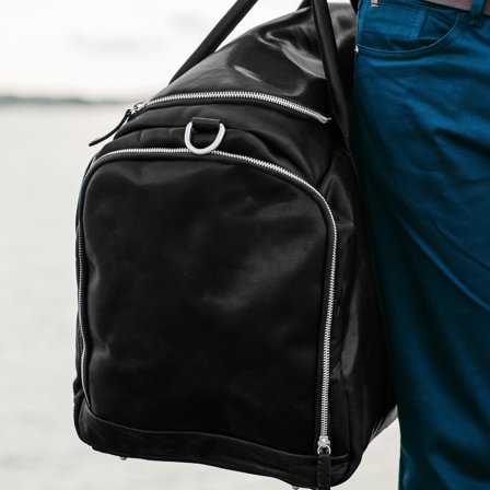 Bolsa de viaje grande Montreal de cuero negro para hombres - Bolsas de viaje
