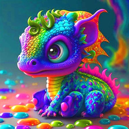 Regnbågsdrake(30 * 40 1 st) Broderi Diamond painting