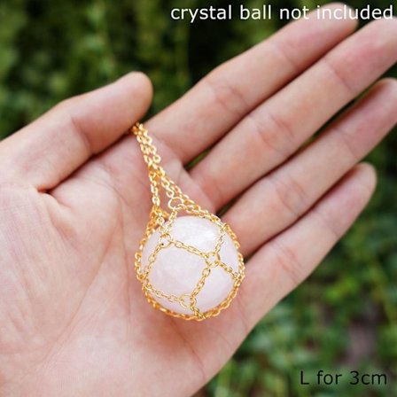 Crystal Holder Cage Necklace Crystal Net Metal Necklace GOLD L