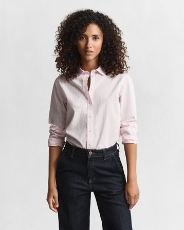 GANT Damen Regular Fit Classic Popeline Hemd mit Streifen (42) Rosa