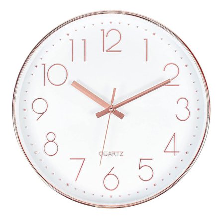 Moderne stor rund veggklokke uten tikkelyd for stue