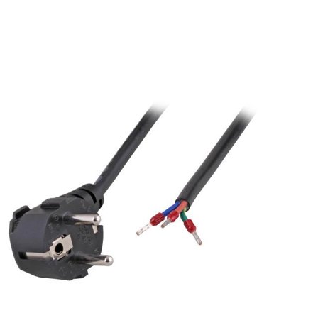 OEM Netzkabel 230V Schutzkontakt CEE7(Stecker)->Open End mit Adernendhülsen, 1,8m,Black