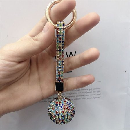 Rhinestone läderrem Crystal Ball Pendant nyckelring 8