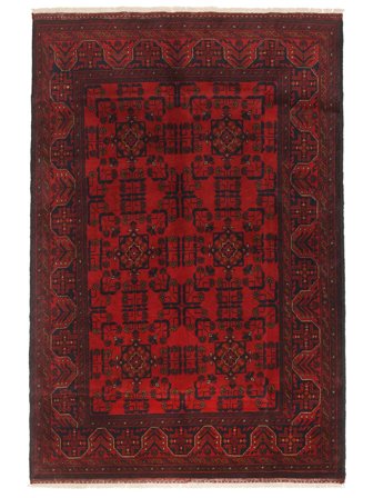 Annodato A Mano Afghan Khal Mohammadi Tappeto 132X193 Di Lana Nero/Rosso Scuro Piccolo