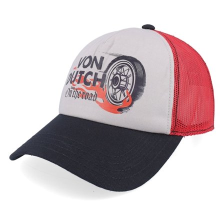 Von Dutch - Grå trucker Caps - Screen Print Red/Grey/Black A-Frame Trucker @ Hatstore