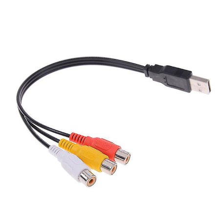 Usb hannkontakt til 3 Rca hunnkontakt adapter lydkonverterkabel Usb til Rca