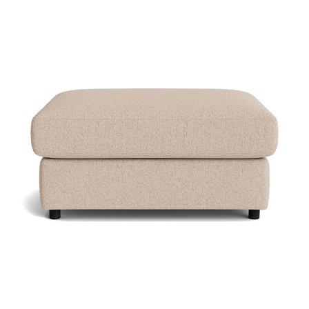 Oasis Pouf Hocker in Montreal Beige, moderner Polsterhocker mit Nozag-Federung für hohen Sitzkomfort, zeitloses Design, Maße 44cm Höhe.