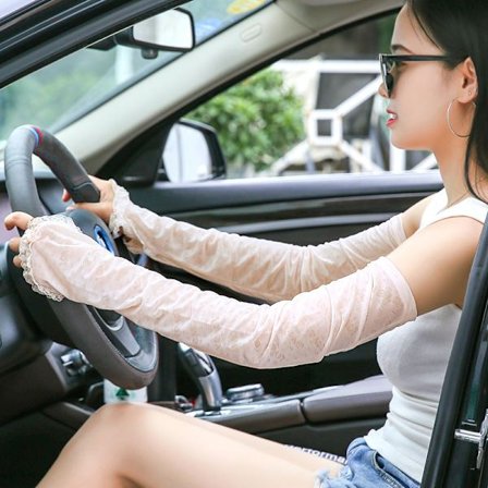 Spetsskydd Ärmar Dam Sommarhandskar Tunna Anti UV Is Ärmar Körning Långa Is Silke Armstöd