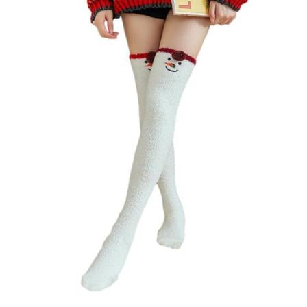 Ett par Coral Velvet julknästrumpor Snowman