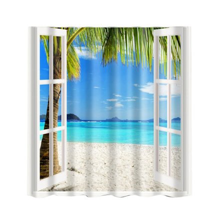 naturligt landskap duschdraperi vattentät bad dekor röd flora