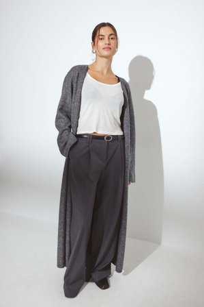 NA-KD Stickad maxicardigan - Koftor & Cardigans - Grå - XS (EU 32)