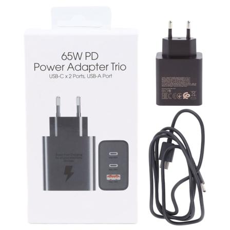 Power PD65W seinälaturi 3-porttinen pikalataus kaapelilatauslohkolla EU-pistoke 100-240V puhelimelle