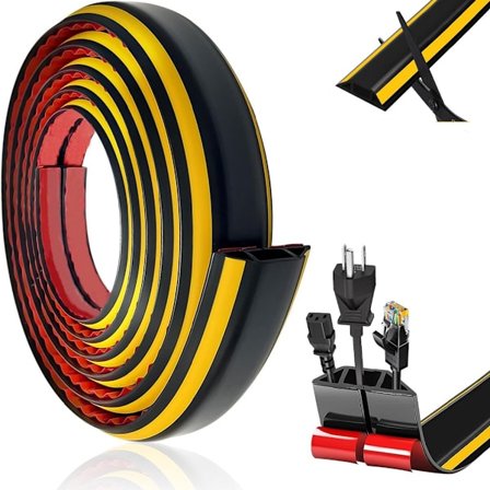 Kabelkanal gulv - 2 meter - Selvklebende kabelkanal - Tre-kanals kabelkanal - Kabelmatte - Skjult kabel - Kabelorganisator