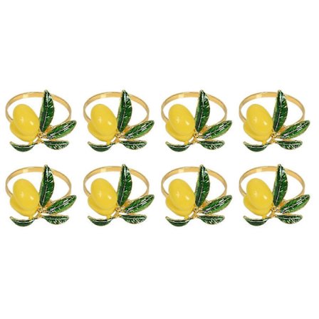 Servettringar Set om 8, Citron Bröllop Servetthållare Guld Servettspänne för Bordsdekoration Fester Helgdagar
