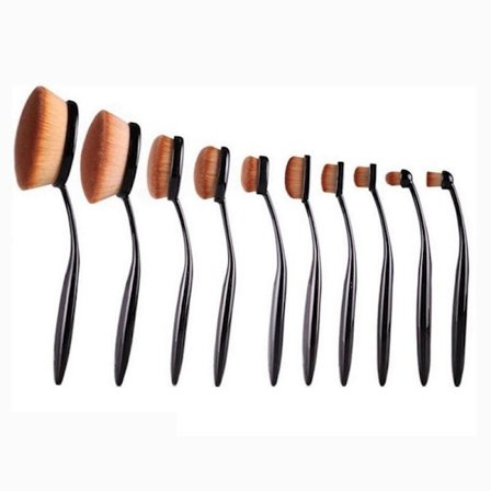 Oval Sminkborstar 10 st Svart