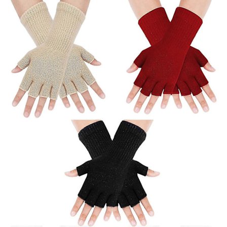 3 Paria Sormettomia Käsineitä Naisille Miehille Puolisormikkaat Talvi Kevyet