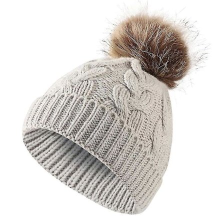 Bebis Mössa med Pompom Stickad Vinter Varm 0-8 månader