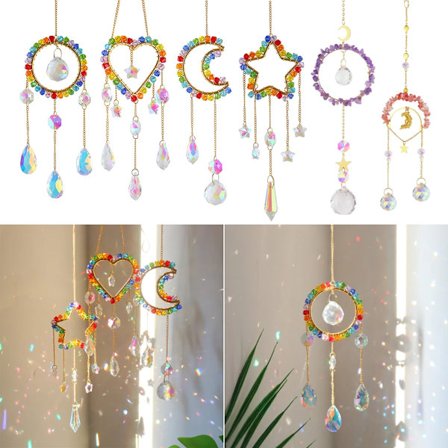 Sun Catcher Crystal Rainbow Catcher Colorful Beads Crystal Wind Chime Pendant Light Catcher Rainbow Prism Home Garden Decoration