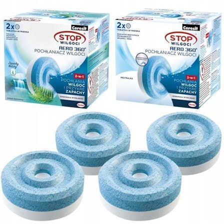 Ceresit Aero 2x tabletter med vattenfallsdoft och 2x oparfymerade tabletter