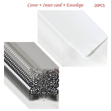 20 st Bröllopsinbjudningskort Ihåliga Rosor Grattiskort med Kuvert för Möhippa Förlovningsinbjudningar