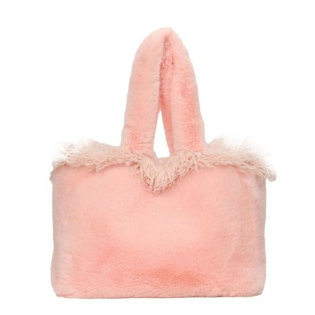 Plysj skuldervesker Fluffy Tote Bag ROSA