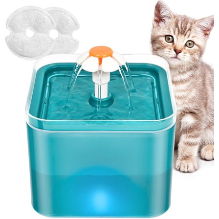 2L drikkefontene for katt, super stille fontene for kjæledyr, vannfontene for kjæledyr (grønn)