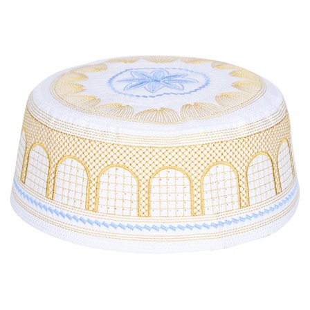 Muslimsk lue islamsk tilbedelse bønn brodering Saudi-Arabia herre hodeplagg polyester bomull gul