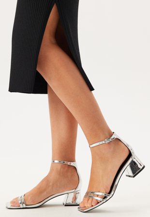 ONLY - Onlaylin-5 Pu Strappy Heeled S - silver - Kläder - - Bubbleroom