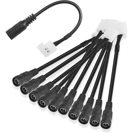 2-Pin LED-kontakt DC 5,5 mm x 2,1 mm Sokkel på 2-Pin 8 mm Bred Loddefri Lysklamme for 3528 5050 LED Lysstriper (10 Pakning)