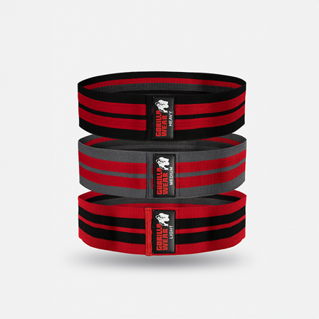 Mini bands Gorilla Wear Gear Glute band 3-pack Sort Rød Grå - Bodyman.dk