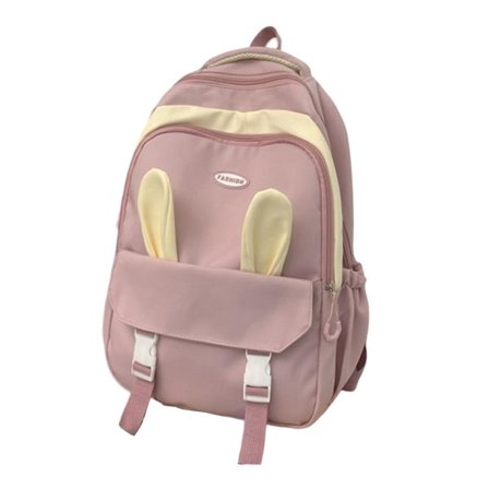 Stöldskyddande Vattentät Skolväska För Flickor Kawaii Kaninöron Ryggsäck Med Stor Kapacitet För Tonårsflickor Ryggsäck (Rosa)