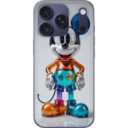 Yhteensopiva Puhelinkuori Apple iPhone 17 Pro Mickey tulevaisuudenmukainen värikäs hahmo kiiltävä lelu kromi neon Disney pop-taide moderni keräilykohd
