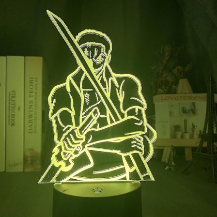 One Piece Zoro Nattlampe for Barnerom Anime Nattlys Bordlampe 3D LED Nattlys