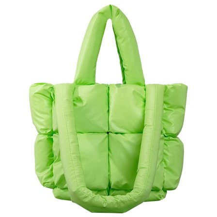 Polstring Tote Bag Puffer Quiltet skuldertaske GRØN