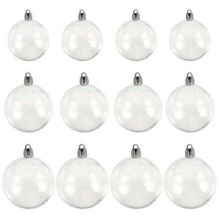 Sæt med 12 juletræskugle charms festlige vedhæng (5cm, klar)