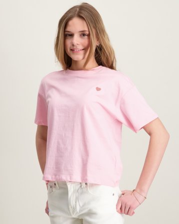Kids ONLY KOGMAIKEN LIFE CROPHEART SS TOP Rosa T-shirts Tjej - Kids Brand Store
